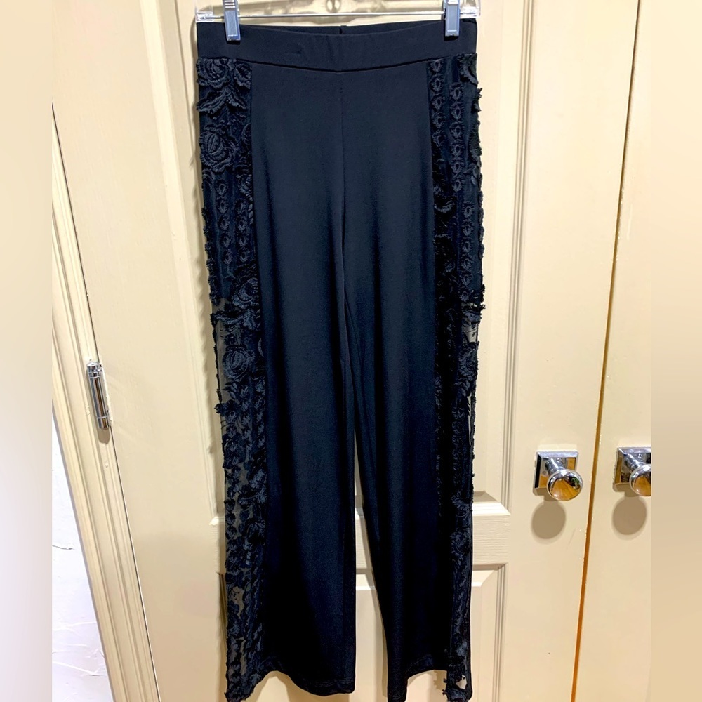 NWOT ANATOMIE Italian Black Side Lace Panel Pull On Trousers  XS